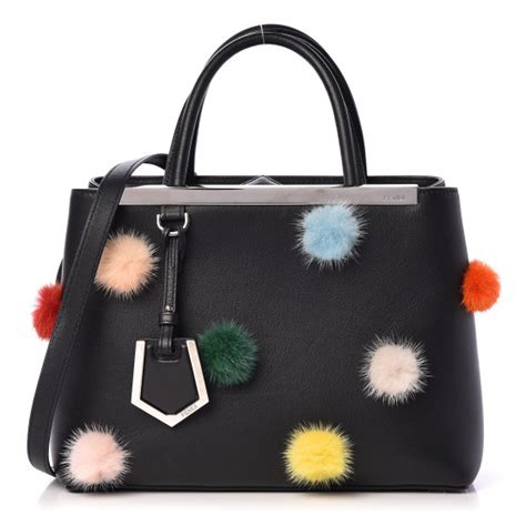 fendi 2jours color|FENDI Vitello Dolce Mink Fur Pom Pom Petite 2Jours Tote Black .